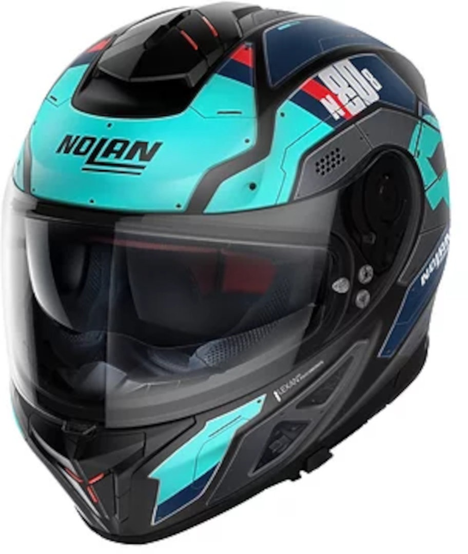 Nolan N80-8 Starscream N-Com Helm, zwart-blauw, L Voorman