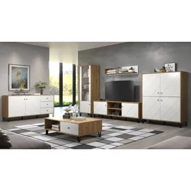 trendteam Vitrine Touch 63 x 40 x 172 cm Weiß/Braun
