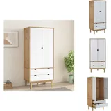 Kleiderschrank otta Braun&Weiß 76,5x53x172 cm Massivholz Kiefer - Holzschränke - Kleiderschrank - Kiefernholzmöbel - Skandinavisches Design