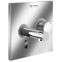 Schell Linus Fertigmontageset 019292899 Frontplatte Edelstahl, 170 mm Auslauf, Infrarot-Sensor-Elektronik, Mischwasser, Batteriebetrieb