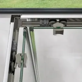 doporro Eckdusche mit Schiebetür rechts 80 x 70 cm 190 cm transparent Sicherheitsglas Duschwanne