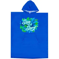 Poncho Surf Erwachsene aus Mikrofaser mit Frottee BLAU 1