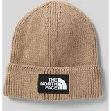 The North Face Beanie in Strick-Optik mit Logo-Patch Modell 'Box', Taupe, 1