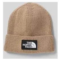 The North Face Beanie in Strick-Optik mit Logo-Patch Modell 'Box', Taupe, 1