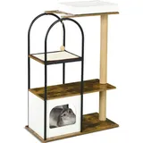 PawHut Kratzbaum 118,5 cm Katzenbaum mit Katzenhöhle, Bett, Kratzmatte, Katzenkratzbaum mit Spielball, Kippschutz, für Katzen bis 5 kg,