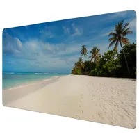 speecheese Tropische Schreibtischunterlage 69x31cm XXL Mauspad mit Strand und Palmen schöne Tischunterlage für Office und Home