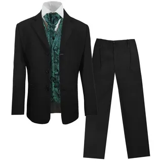 Paul Malone Kinderanzug 5-teilig Festlicher schwarzer Anzug für Jungen Kommunionanzug (Set, 5-tlg., mit Sakko, Hose, Hemd, Weste und Plastron) grün, KA20KV14-Plastron, 92/98 (2 Jahre) grün 92