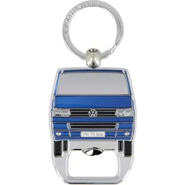 BRISA VW Collection - Volkswagen Schlüssel-Anhänger-Ring Accessoire Keyholder mit Bier-Flaschen-Öffner im T5 Bulli Bus Design (Bus Front/Blau)