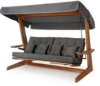 Pemode Hollywoodschaukel Luna 2600 Anthrazit- Iroko-Holz B:270 x T:139 x H:195 cm