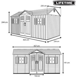 Lifetime Castle 4,52 x 2,38 m lichtgrau/anthrazit