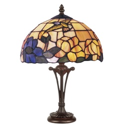 Casa Padrino Luxus Tiffany Tischleuchte Mehrfarbig Ø 25 x H. 47 cm - Tiffany Schreibtischleuchte - Tiffany Hockerleuchte - Tiffany Leuchten - Luxus Interior - Luxus Leuchten