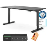Ergotopia Desktopia Pro X Elektrisch höhenverstellbarer Schreibtisch, Ergonomischer Stehtisch für Büro oder Home Office (Schwarz, Gestell Schwarz, 120 x 80 cm)