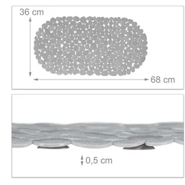 Relaxdays Badewannenmatte Steinoptik, rutschfeste Badeeinlage mit Saugnäpfen, waschbare Rutschmatte, 36 x 68 cm, grau