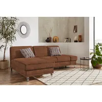 Ecksofa SIT & MORE "Clio L-Form" Sofas Gr. B/H/T: 246cm x 89cm x 165cm, Microfaser, Recamiere links, ohne Bettfunktion-ohne Bettkasten, braun (cognac) wahlweise mit Bettfunktion oder Vorziehsitz und Bettkasten, Federkern