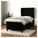 Lattenrost mit Matratze, Schwarz, 90 x 190 cm, Velours, Plattform, mit Lattenhalter, einfache Montage, für Schlafzimmer, Erwachsene