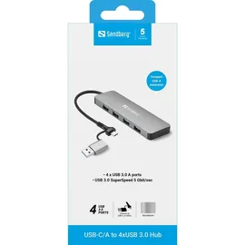 Sandberg USB-C/A to 4xUSB 3.0 Hub