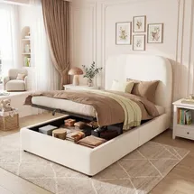 stilvora Polsterbett 90 x 200 cm Beige