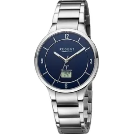 REGENT Metall Herren Uhr Armbanduhr Quarz silber Funkuhren URFR290