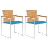 vidaXL Gartenstühle mit Kissen 2 Stk. Massivholz Teak und Stahl
