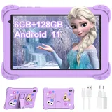 YOBWOK Kinder Tablet 8 Zoll mit WiFi Bluetooth 128 GB ROM 6 GB RAM Touchscreen Android 11 für Kinder 2 bis 10 Jahre,Kindersicherung,6000 mAh Es Wird mit Einer violetten Schutzhülle geliefert