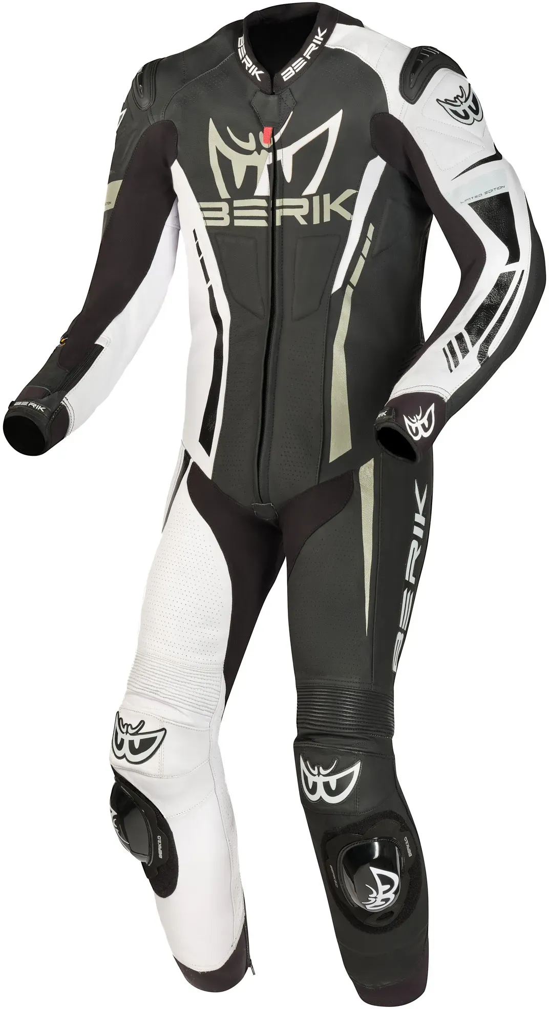 Berik Oshiqo 1 1-Teiler Motorrad Lederkombi, schwarz-weiss, Größe 48 für Männer