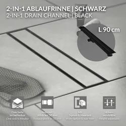 LuxeBath Duschrinne Bodenablauf Abflussrinne Duschablauf 2in1 befliesbar Edelstahl 90cm