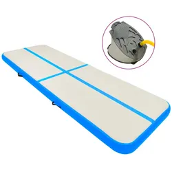 Aufblasbare Gymnastikmatte mit Pumpe 300x100x15 cm PVC Blau