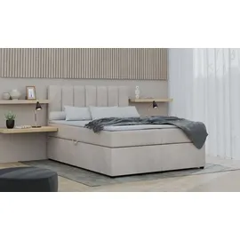 dein schlaf 24 Boxspringbett ROCK 120x200 Velour Creme H4 - Beige