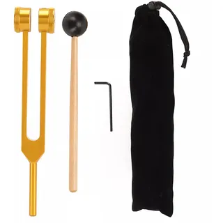 Dusarls Stimmgabel aus Aluminiumlegierung, 128 Hz, mit Silikonhammer und Reinigungstuch, Klangtherapie für Meditation, Entspannung, Yoga