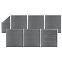 vidaXL WPC Zaun Set 6 Quadrate + 1 Schräge 1138 x 186 cm grau