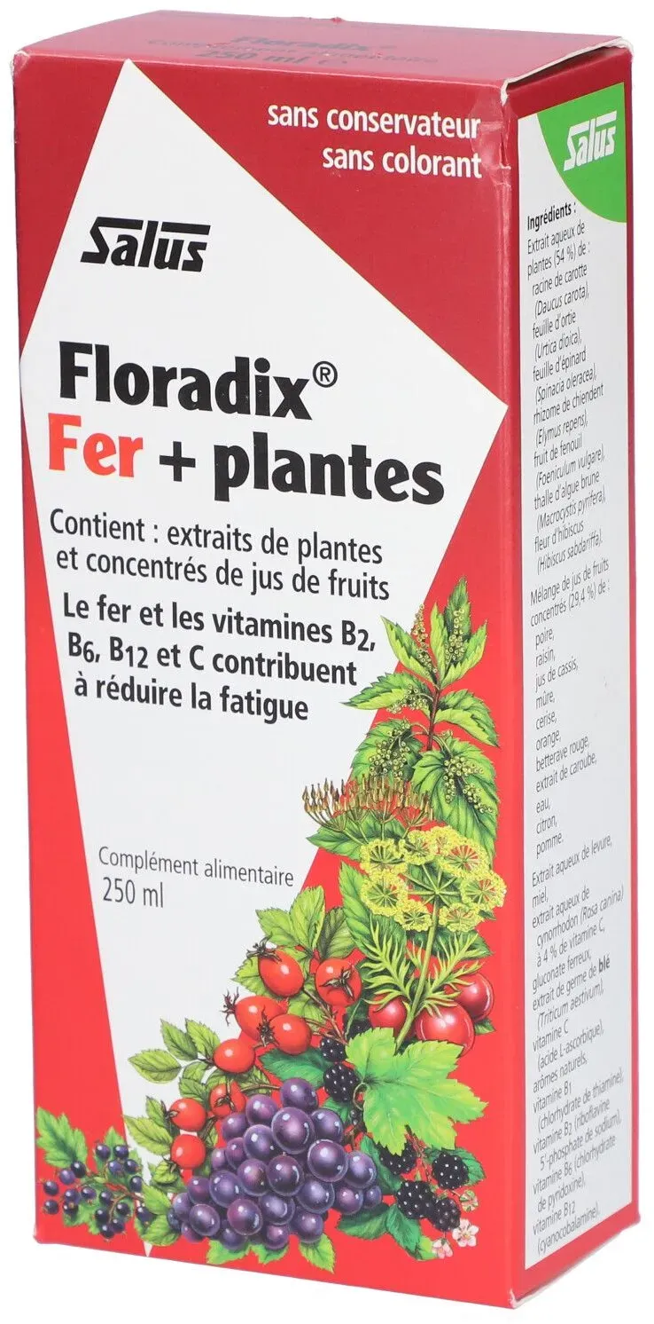 FLORADIX FER + PLANTES COCKTAIL - Cocktail tonique sans alcool aux extraits végétaux. - f 250 ml solution orale