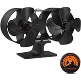Kleiner Holzofenventilator Mit 8 Flügeln Und Doppelmotor, Leiser, Luftbetriebener, Umweltfreundlicher Ofenventilator Für Gas-, Pellet-, Holz- Oder Holzöfen, Mit Thermometer