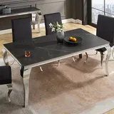 riess-ambiente Design Esstisch MODERN BAROCK 180cm schwarz anthrazit chrom Keramik Marmor Esszimmertisch Tisch Konferenztisch - Schwarz