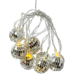 SATISFIRE Discokugel Lichterkette 10 kleine Spiegelkugel für Deine Party Batteriebetrieb