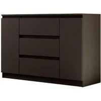 Beautysofa Kommode, Schwarz, Holzwerkstoff, 3 Schubladen, 120x78x39 cm, Wohnzimmer,