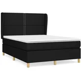 vidaXL Boxspringbett mit Matratze Schwarz 140x200 cm Stoff1372610