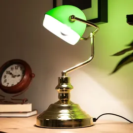 ETC Shop Nostalgie Antik Retro Banker Lampe Grün 2 St.