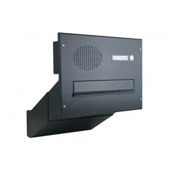 Mauerdurchwurf Briefkasten in RAL 9005 mit Busch-Jaeger Sprechanlage in anthrazit - D-041
