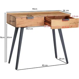 FineBuy Konsolentisch 90 x 36 x 78 cm Braun