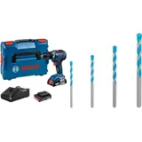 Bosch Professional 18V System Akku-Bohrschrauber GSR 18V-55 (inkl. 2x2.0Ah Akku, Ladegerät GAL 18V-40, in L-BOXX 136) + 4x Expert CYL-9 MultiConstruction Bohrer Set (für Beton, Ø 4-8 mm, Zubehör)