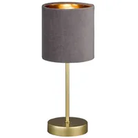 MeineWunschleuchte Tischlampe mit Lampenschirm Samt Grau & Gold Ø