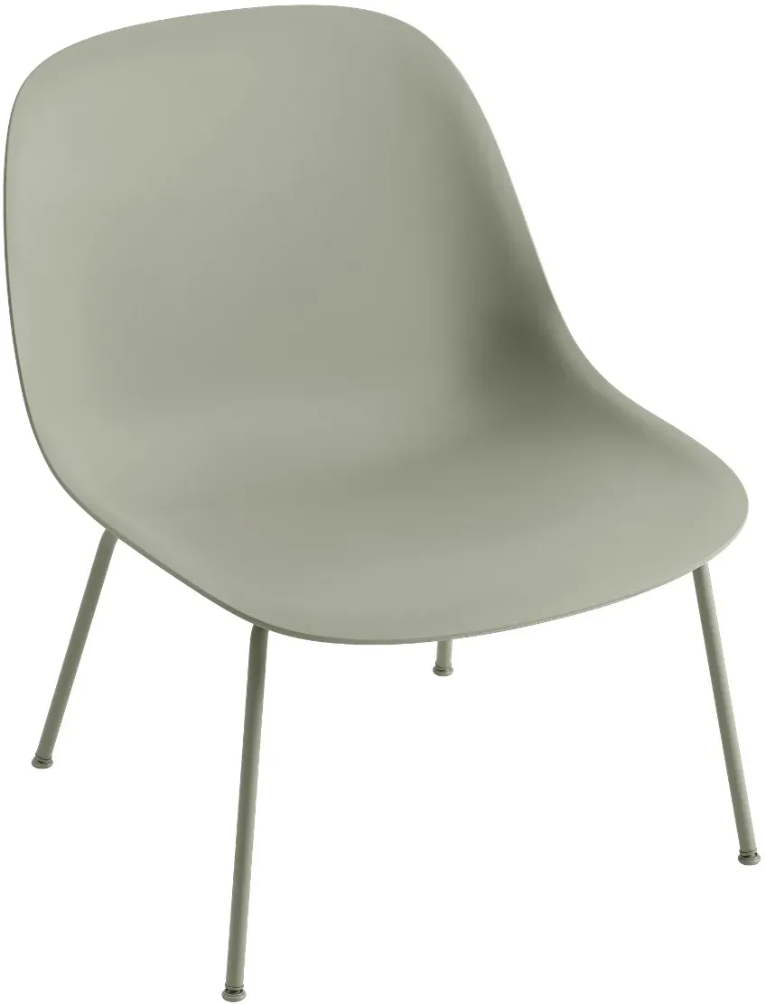 Muuto Fiber Lounge Chair, tube base, dusty green