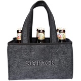 Flaschenträger mit Henkel Bierträger Männerhandtasche Flaschenkorb Flaschenkiste aus Filz Six Pack 27x18x17cm