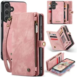 Für Samsung Galaxy S25 5G Kunstleder Multifunktion Tasche Hülle Pink