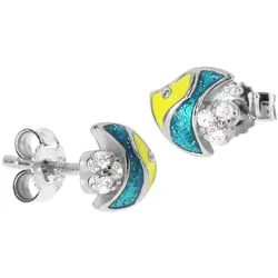 Paar Ohrstecker OSTSEE-SCHMUCK "Ostsee-Schmuck Ohrstecker kleiner Fisch Ohrstecker kleiner Fisch", blau, Ohrringe, Damen, 7 x 7mm, Silber 925 (Sterlingsilber)
