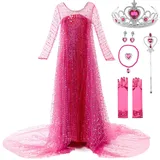 JerrisApparel Mädchen Prinzessin Pailletten ELSA Kostüm Kleid Festzüge Party Ankleiden (110, Rosa mit Zubehör)