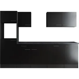 Respekta Küchenzeile 280 cm Grau Schwarz