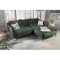 riess-ambiente Ecksofa MARRAKESCH 245cm flaschengrün, Eckcouch · inkl. Kissen · Samt-Bezug grün 245 cm x 90 cm x 110 cm