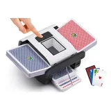 OUFUYU Kartenmischmaschine Elektrische, Automatischer Kartenmischer für 1–2 Decks One-Press Auto & Manueller Wiederaufladbar 2000mAh Geräuscharm für Poker UNO Blackjack Skip-BO Phase 10 Texas Hold'em