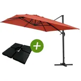 Habitat Et Jardin - Ampelschirm aus Alu 'Sun 4' - Rechteckig - 3 x 4 m - Rot - Platten zur Beschwerung inbegriffen